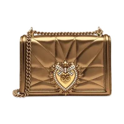 Dolce&Gabbana Devotion Bag Medium Quilting Nappa Bronze "Gold"