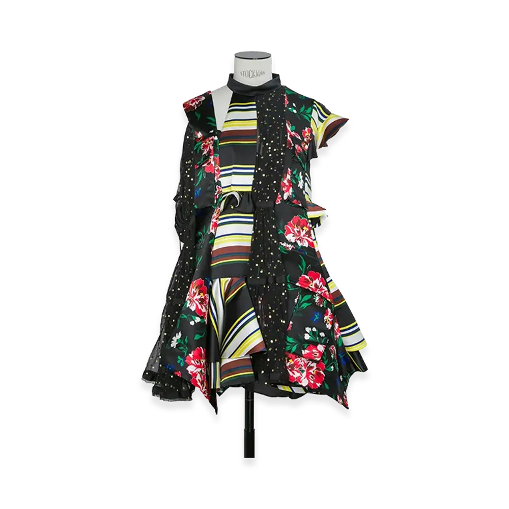 sacai Women's Pattern Mix Dress "Black Multi"