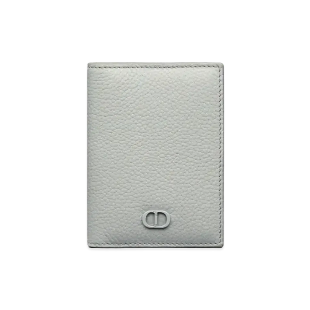 Dior Two-Fold Card Holder CD Icon Grained Calfskin "Gray"