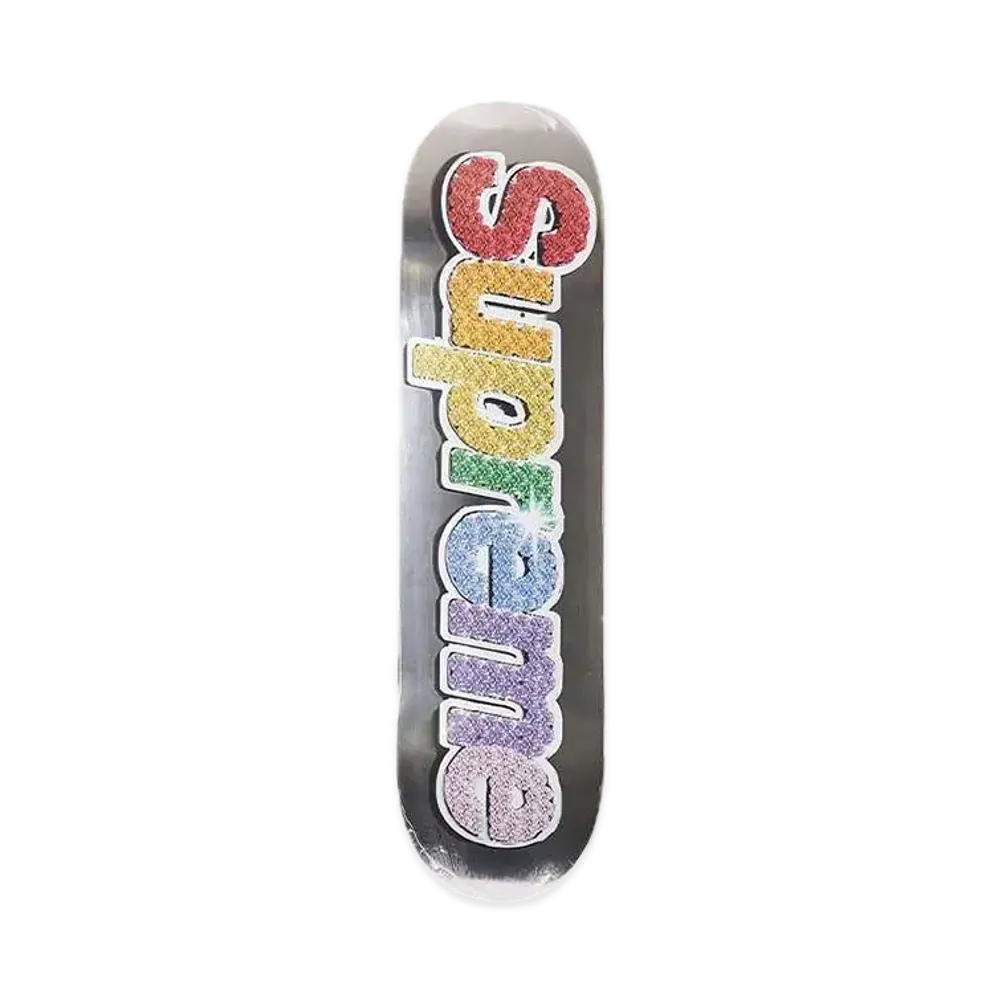 Supreme Bling Box Logo Skateboard "Platinum"