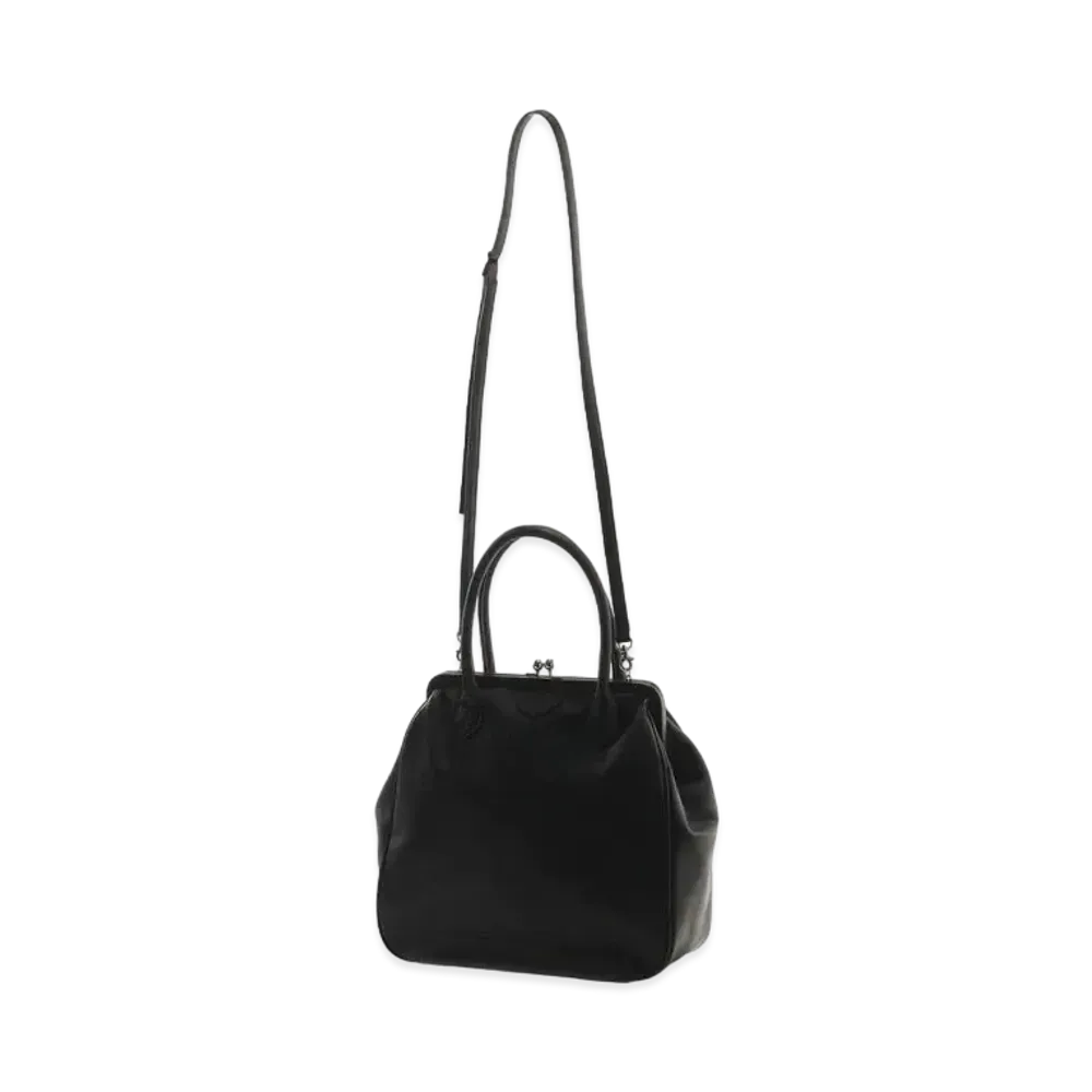 Yohji Yamamoto Y's SEMI GLOSS LEATHER CLASP HANDBAG "Black"