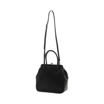 Yohji Yamamoto Y's SEMI GLOSS LEATHER CLASP HANDBAG "Black"