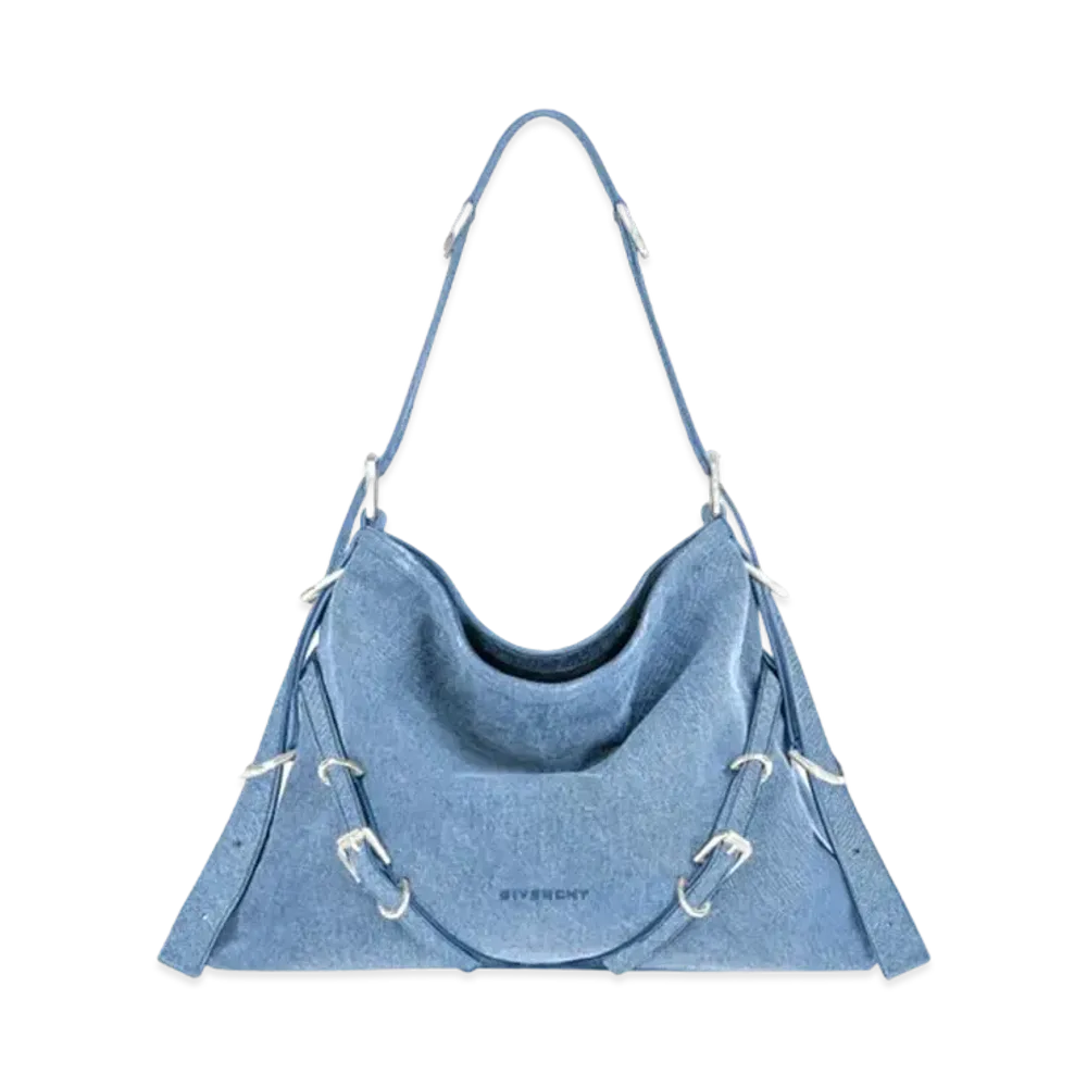 GIVENCHY Medium Voyou Bag In Denim "Medium Blue"