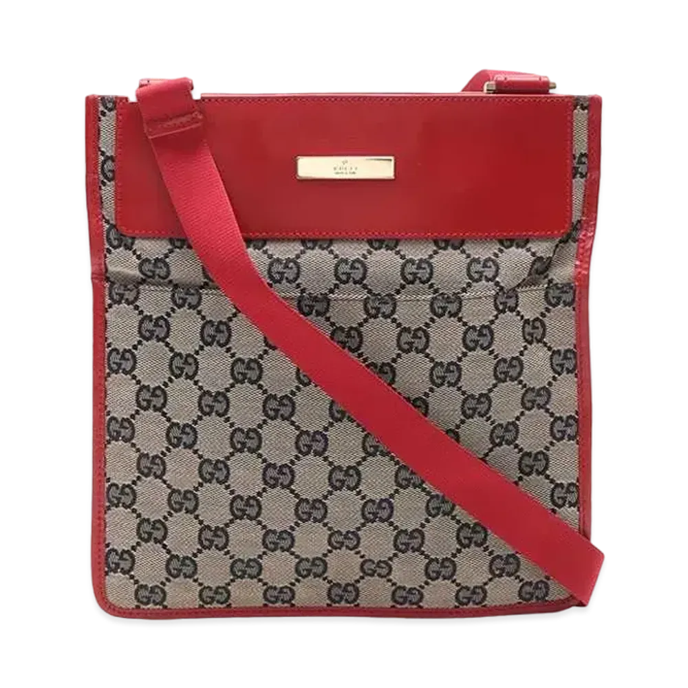 GUCCI GG Canvas Shoulder Bag "Red"