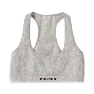 MIU MIU Seamless Melange Racerback Crop Top "Grey"