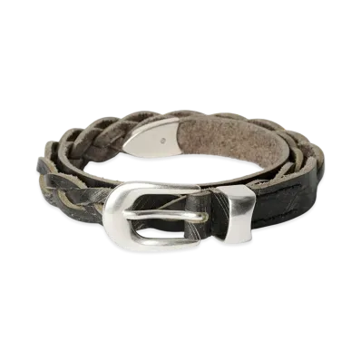 OUR LEGACY 2 CM Braided Belt "Soft Coal Torn Bovine"