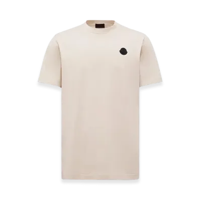 MONCLER Logo Patch Cotton T-Shirt "Light Beige"