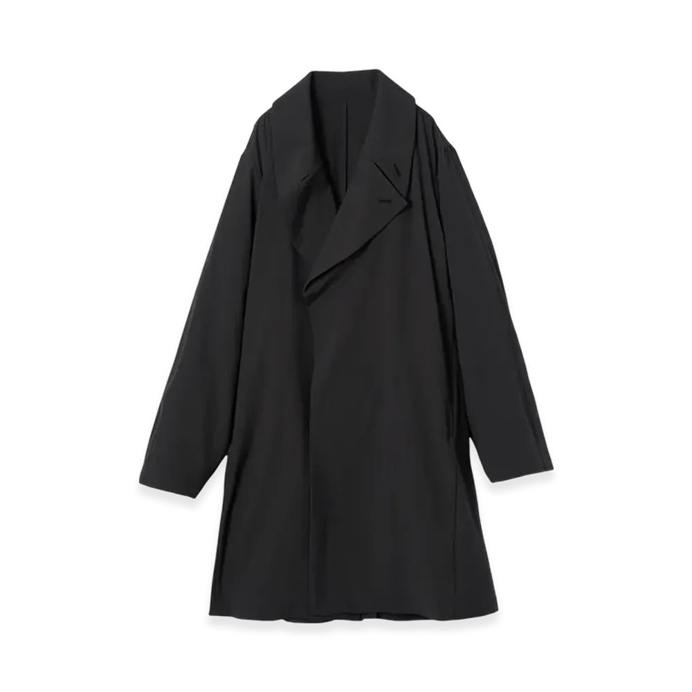 YOKE Super120'S Fine Wool Washer Tropical Double Breasted Coat "Carbon Black"