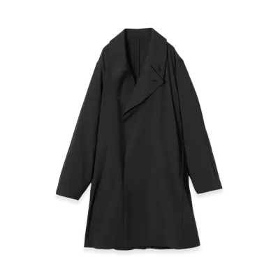 YOKE Super120'S Fine Wool Washer Tropical Double Breasted Coat "Carbon Black"