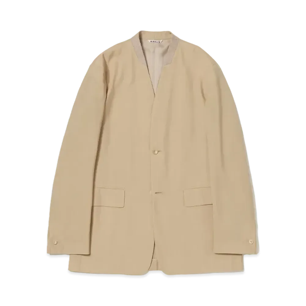 AURALEE Super Fine Tropical Wool No Collar Jacket "Top Beige"
