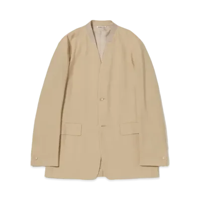 AURALEE Super Fine Tropical Wool No Collar Jacket "Top Beige"