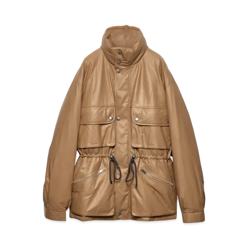 PRADA Women's Nappa Leather Coat "Beige"