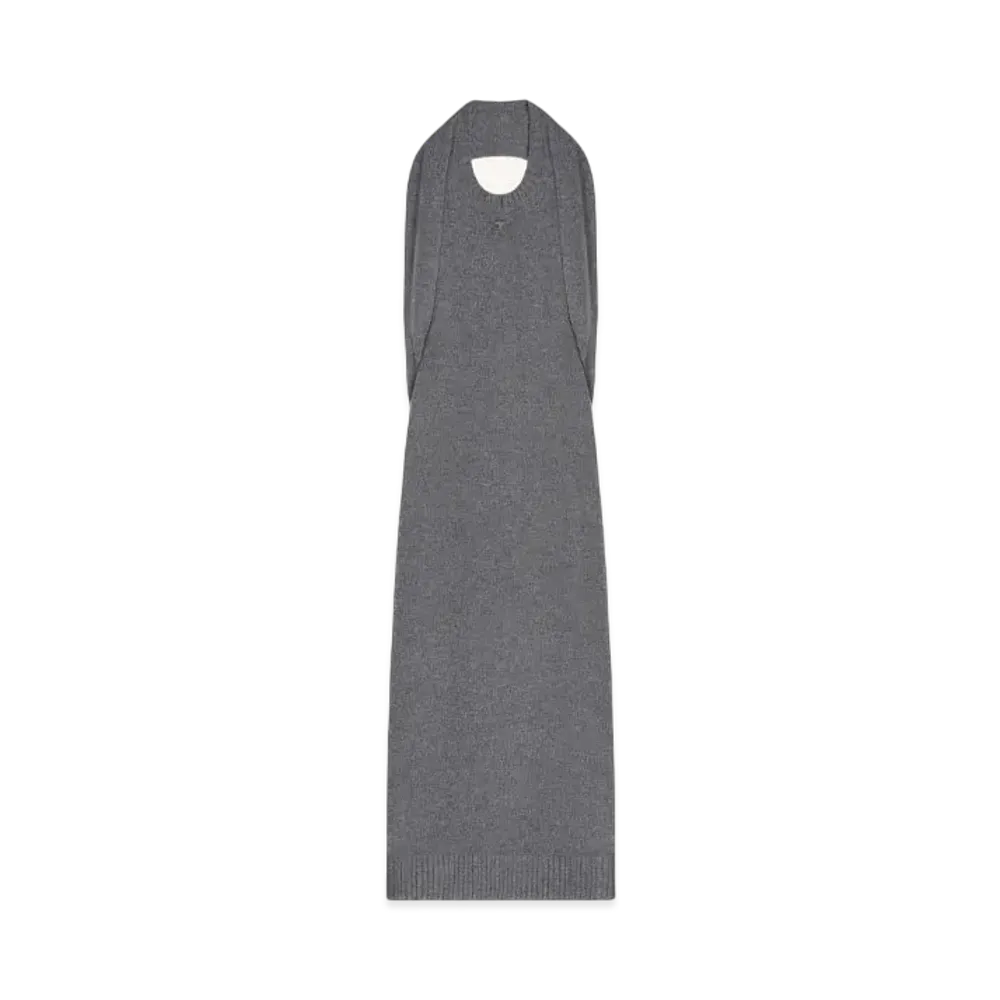 Courreges Over The Shoulder Drape Lambswool Dress "Heather Grey"