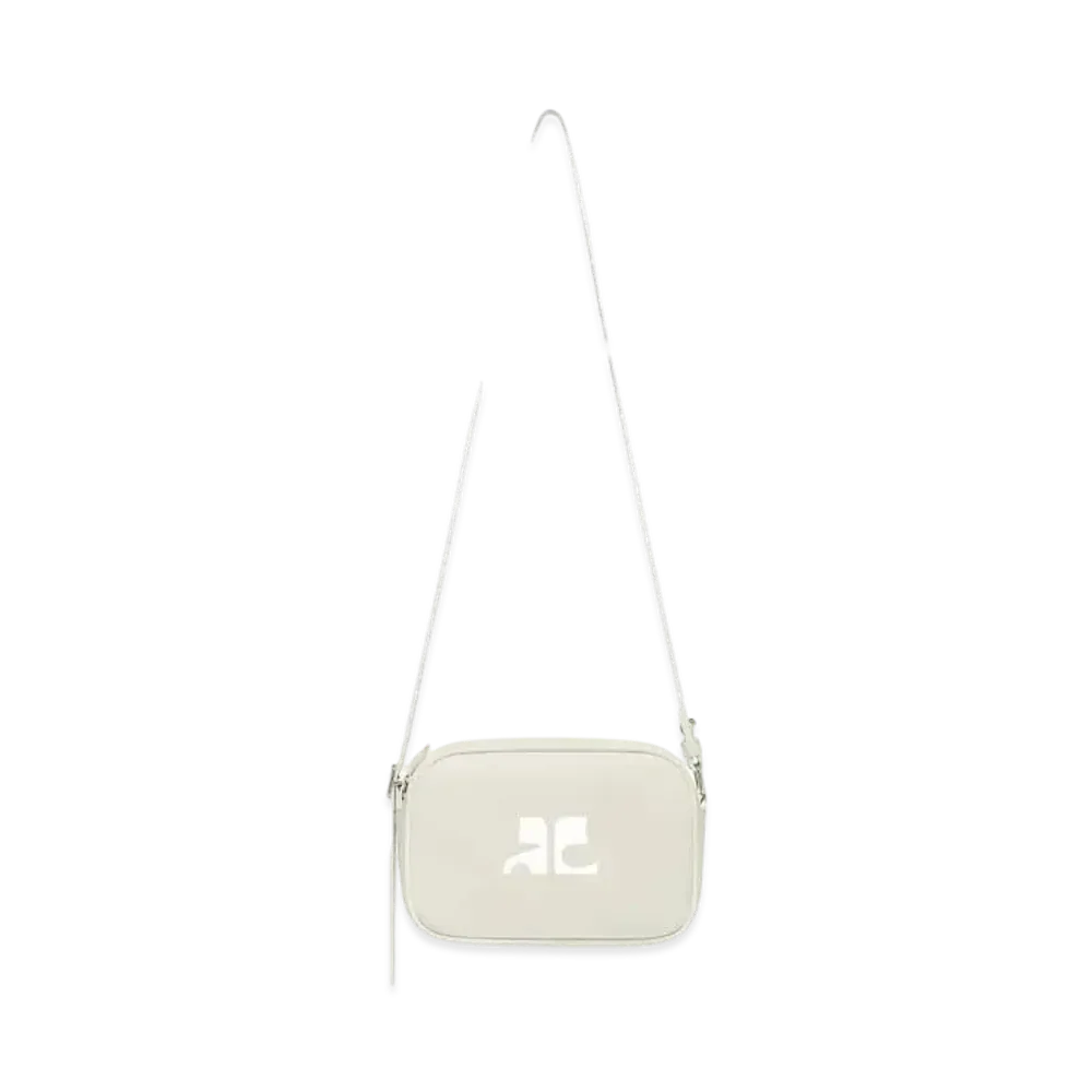 Courreges Reedition Leather Camera Bag "Mastic Grey"