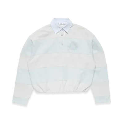 Acne Studios Women's Striped Polo Sweatshirt "Light Blue/Gray"