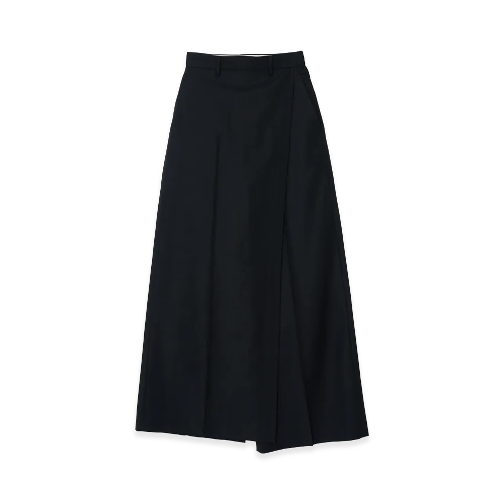 YOKE Super120's Wool Serge Layered Trousers "Black"