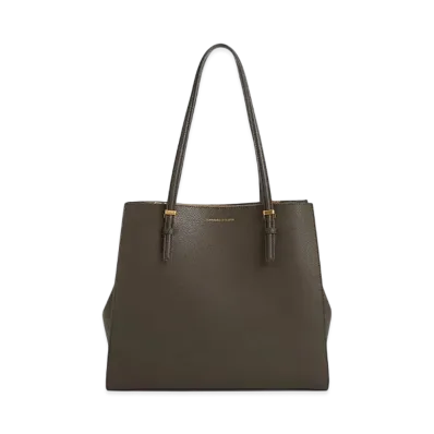 CHARLES & KEITH Classic Double Handle Tote Bag "DarkMoss"
