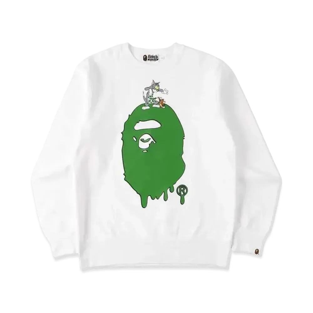 A BATHING APE / TOM AND JERRY PAINTING CREWNECK "White"