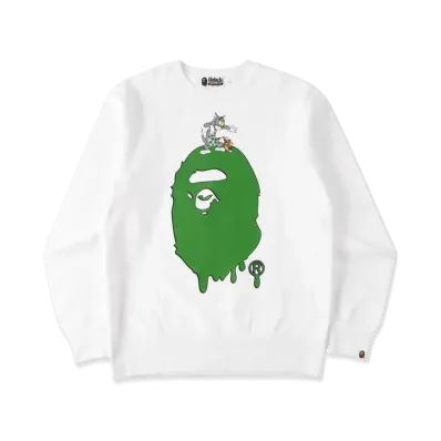 A BATHING APE / TOM AND JERRY PAINTING CREWNECK "White"