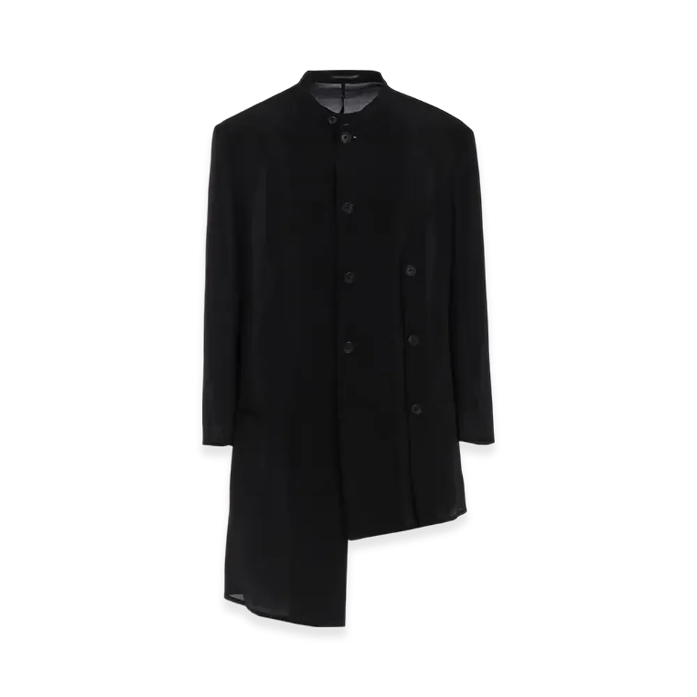 Yohji Yamamoto POUR HOMME 12M Silk Decine Stand Collar Asm Jacket "Black"