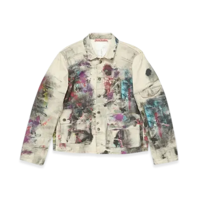 Acne Studios Jacket with trompe l'oeil print "White/Multi"