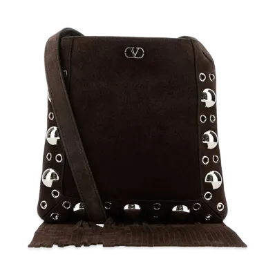 Valentino Women's Suede Small Nellcote Crossbody Bag "Brown"