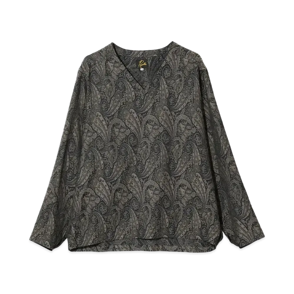 NEEDLES V-Neck P/O Shirt - PE/C Jacquard Cloth "Gray"