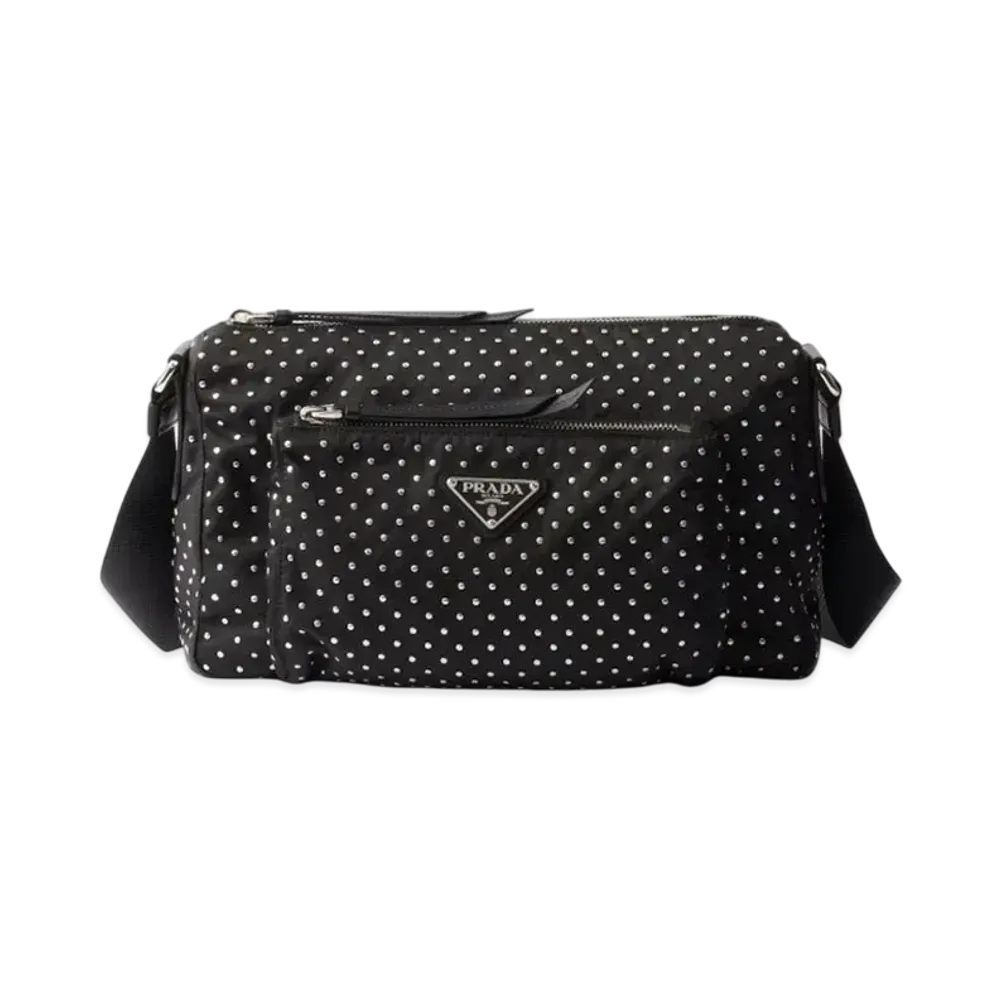PRADA Women's Re-Nylon Bag with Studs "White"