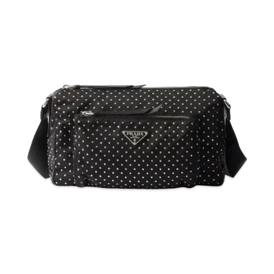 PRADA Women's Re-Nylon Bag with Studs "White"