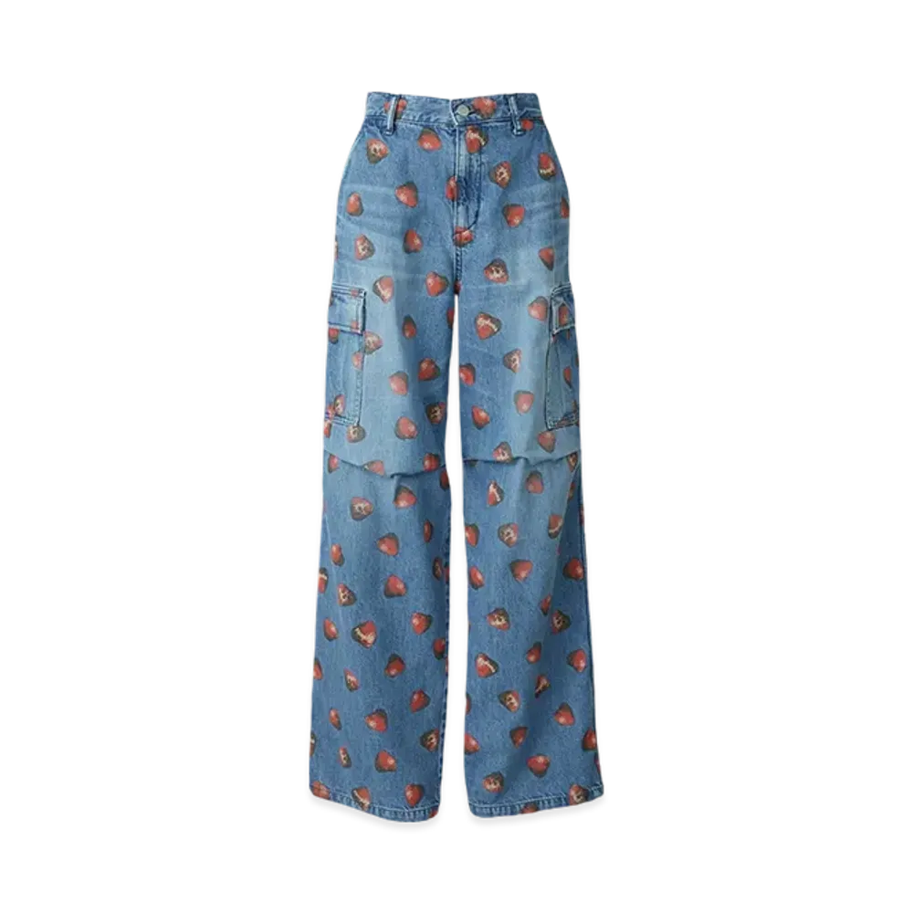 HYSTERIC GLAMOUR Skull Berry Pattern Cargo Pants "Blue"