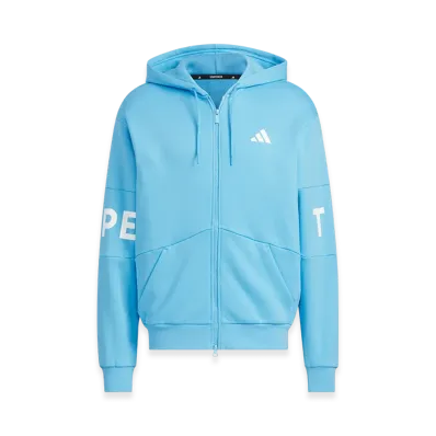 adidas Wording Pack Loose Fit French Terry Full Zip Parker "Semi Blue Burst"