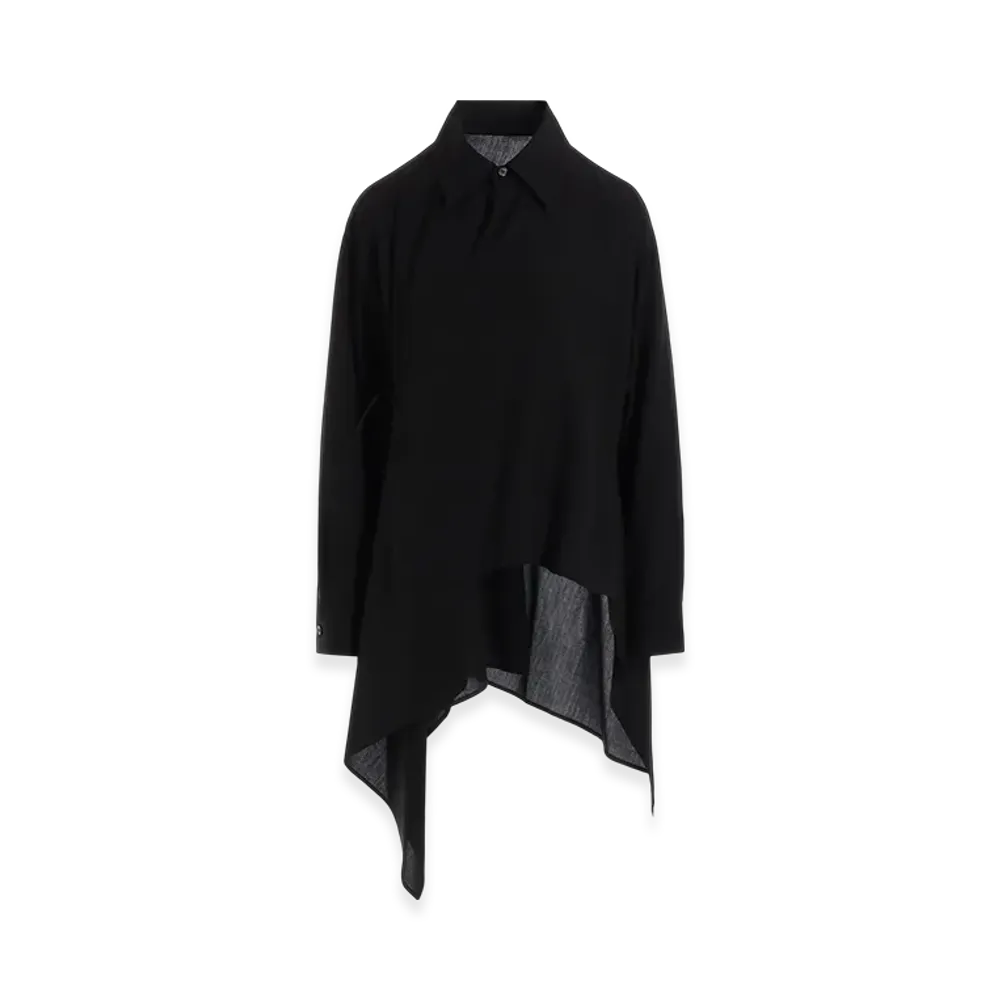 Yohji Yamamoto Cellulose Long Asymmetry Blouse "Black"