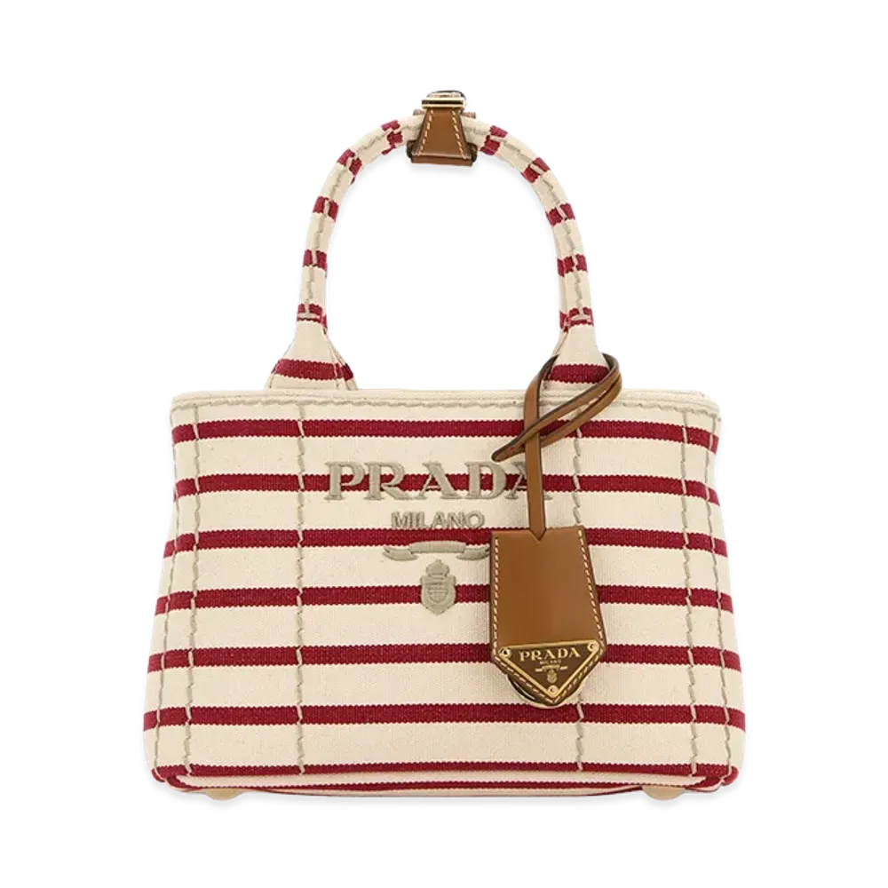 PRADA Women's Embroidecanvas Mini Handbag "Stripped"