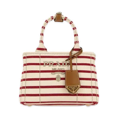 PRADA Women's Embroidecanvas Mini Handbag "Stripped"