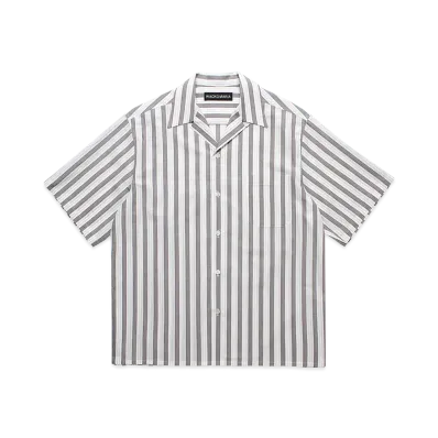 WACKO MARIA Striped Open Collar Shirt "Off White"
