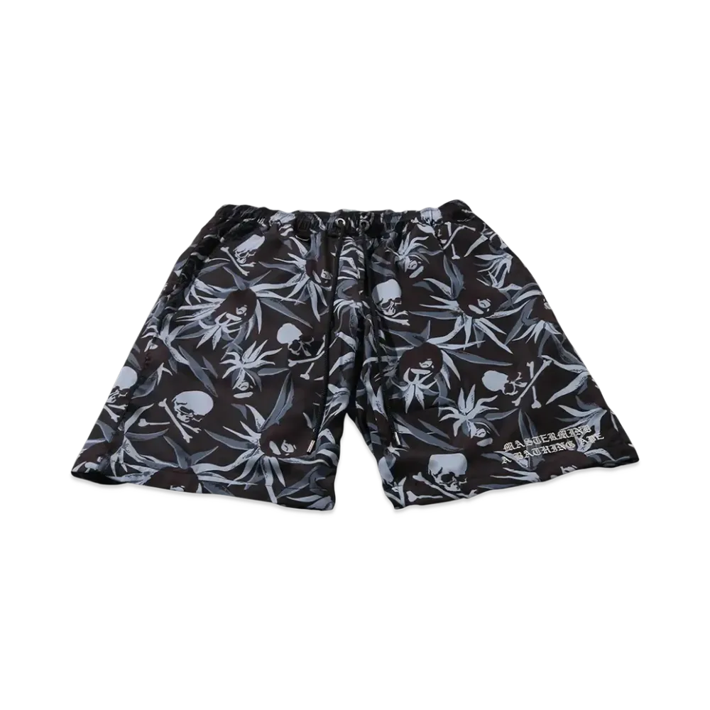 A BATHING APE x mastermind JAPAN Tropical Skull Camo Relaxed Fit Shorts "Black"