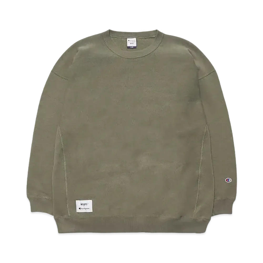 WTAPS Academy / Crew Neck / Cotton. Champion. Reverse Weave "Olive Drab" (672)