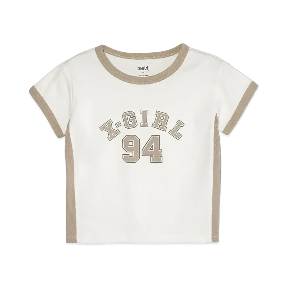 X-Girl Numbering S/S Baby Tee "White"