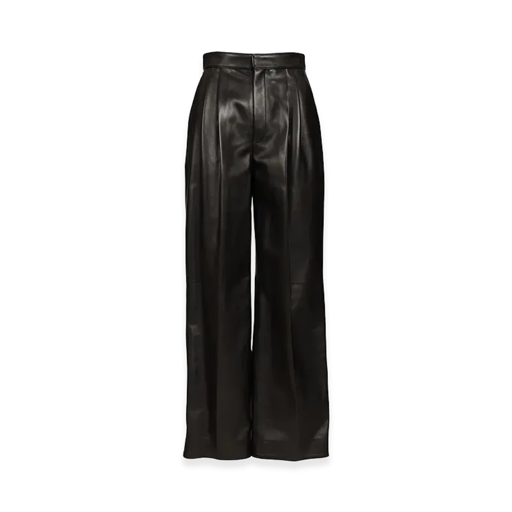 Bottega Veneta Women's Shiny Leather Trousers "Black"