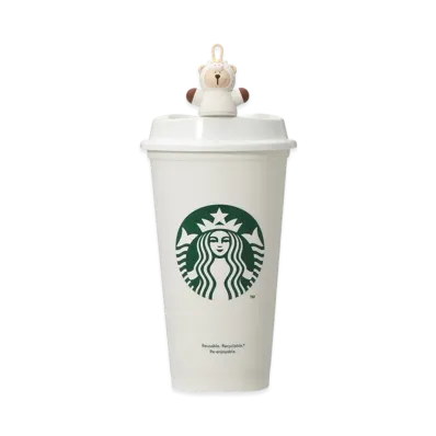 STARBUCKS Seasonal Goods "Bright New Year" Reusable Cup 473ml + Reusable Cup Drink Hole Cap Bearista Horse "White"