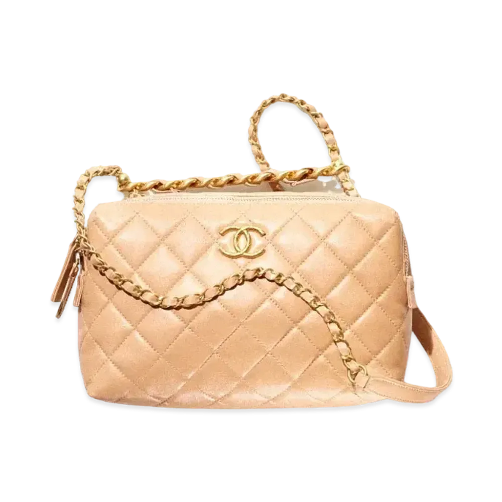 CHANEL Small Bowling Bag Calfskin "Beige"