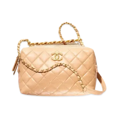 CHANEL Small Bowling Bag Calfskin "Beige"