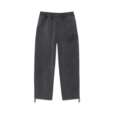 Stussy Fleece Pant Faded Graphic "Washed Black"