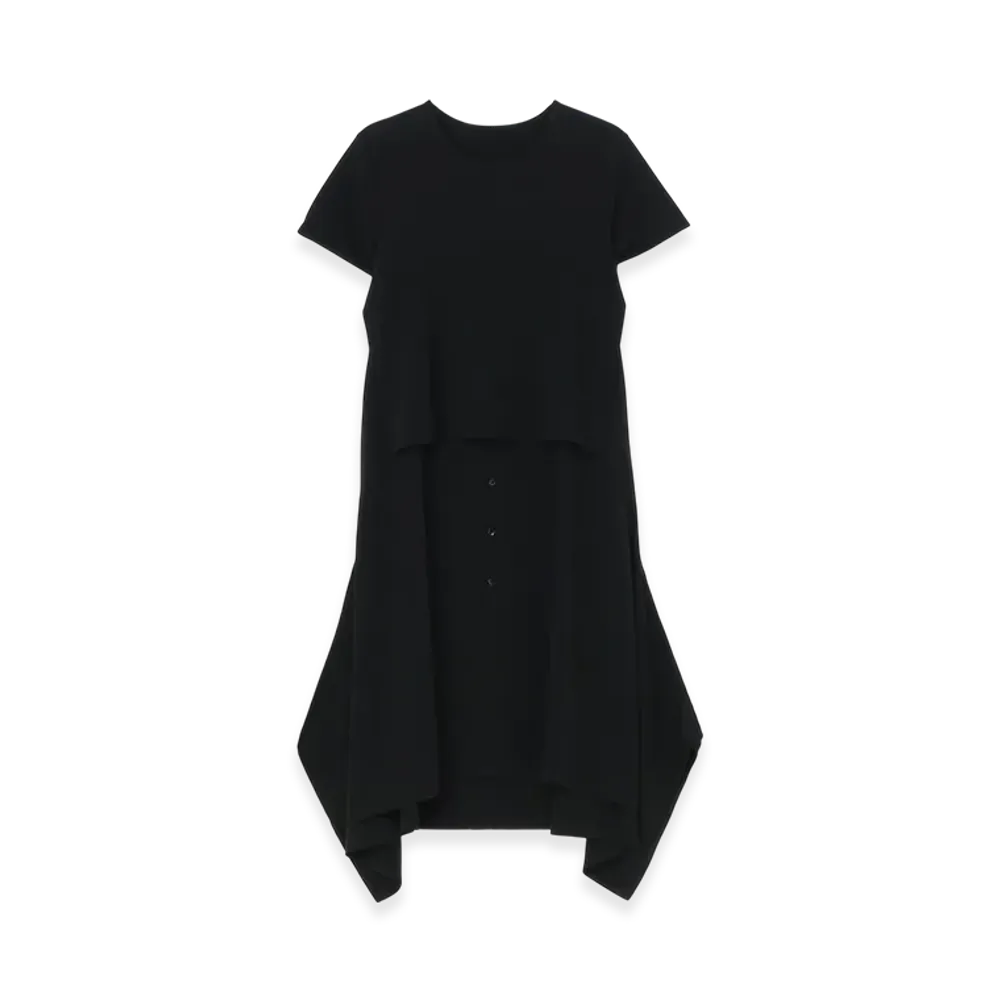 Ground Y Silicon Jersey+ Crepe De Chine Docking T-Dress "Black"