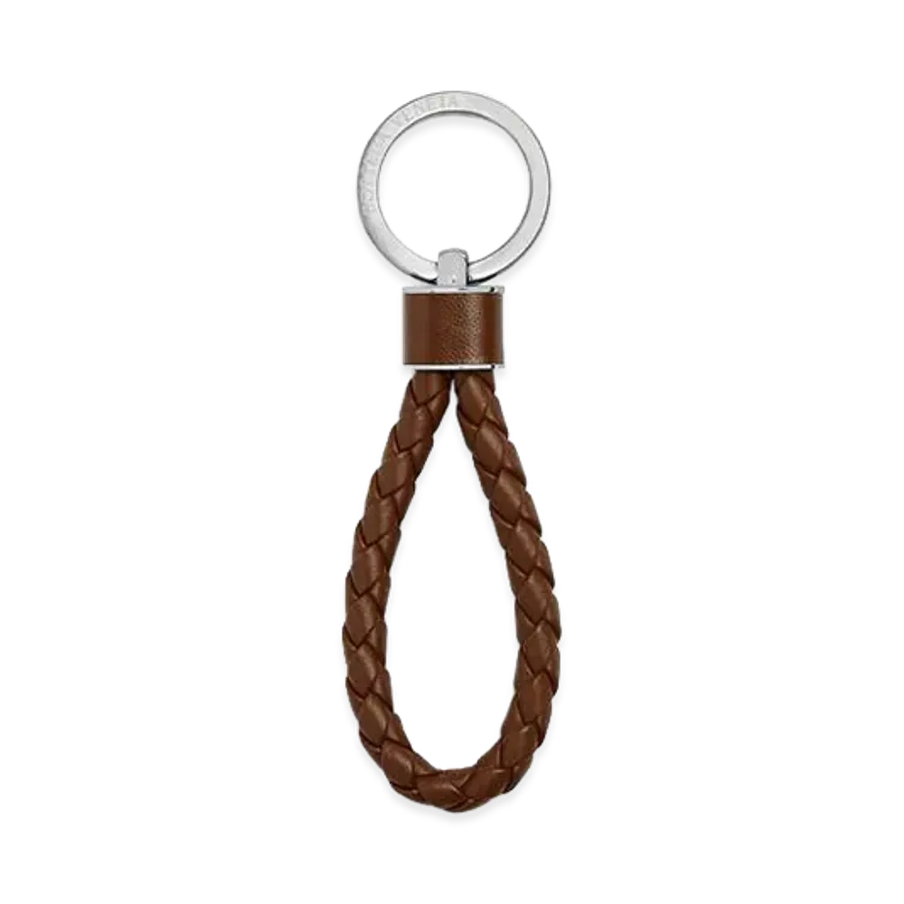 Bottega Veneta Intrecciato Keyring "Nocciola"