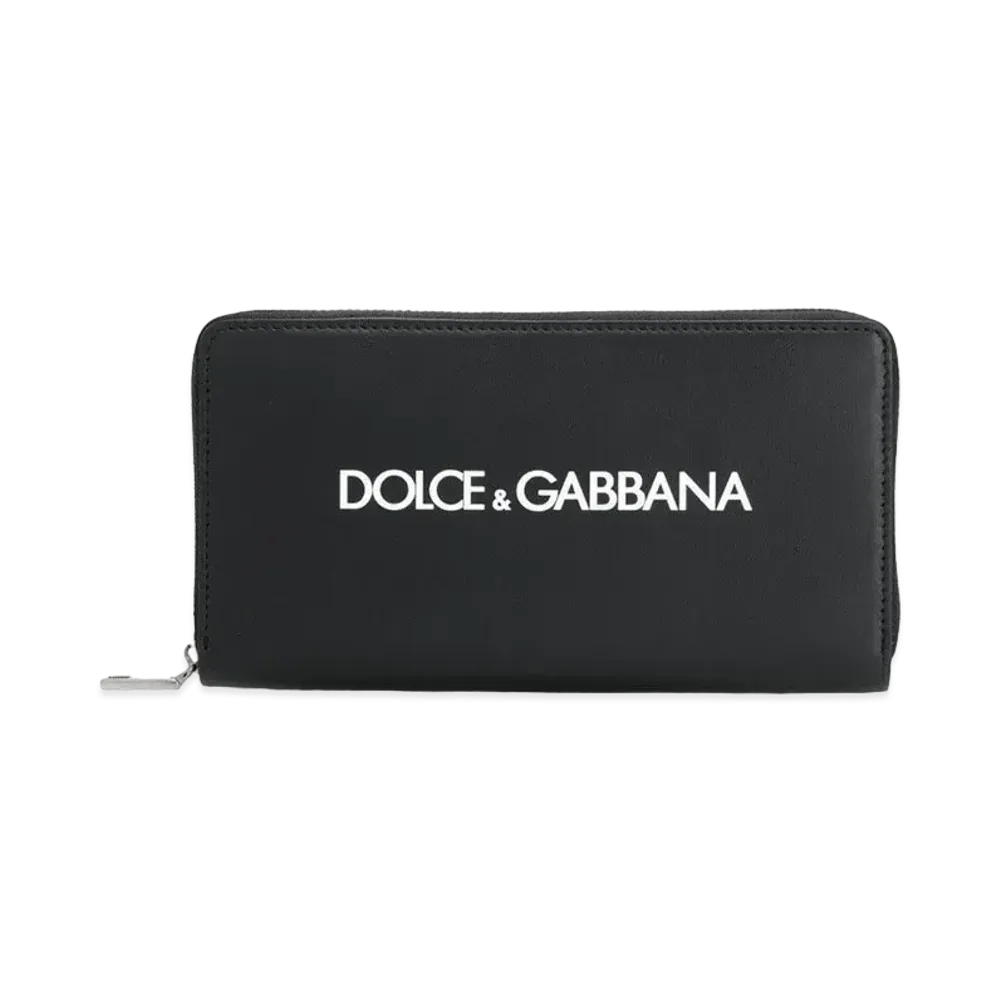 Dolce&Gabbana Ziparound Wallet Calfskin Printlog "Black"