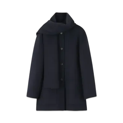 Paul Smith Women's Check Double Face Coat "Navy"