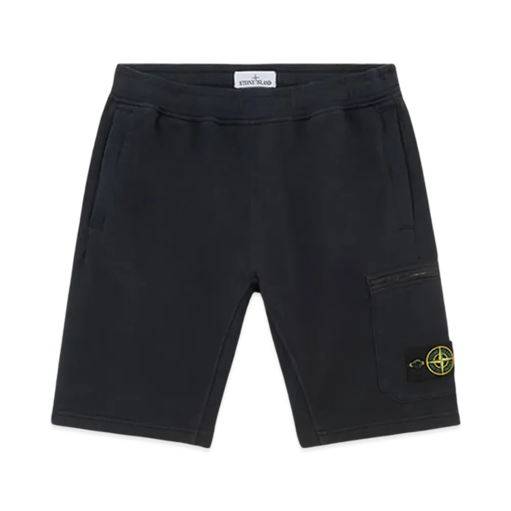 Stone Island 63620 Brushed Organic Cotton Fleece Cargo Bermuda Shorts with Pockets - 24FW "Black"