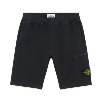 Stone Island 63620 Brushed Organic Cotton Fleece Cargo Bermuda Shorts with Pockets - 24FW "Black"