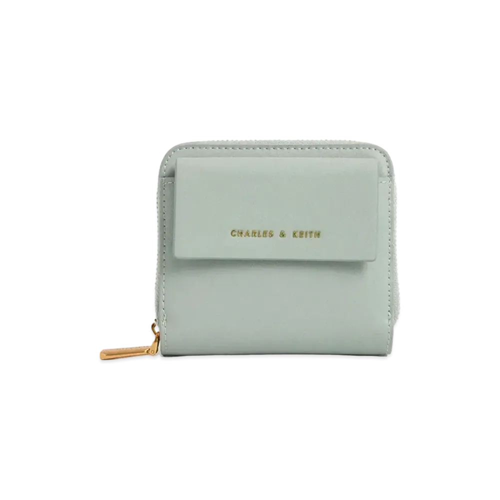 CHARLES & KEITH Front Pocket Zip Around Wallet "LightBlue"